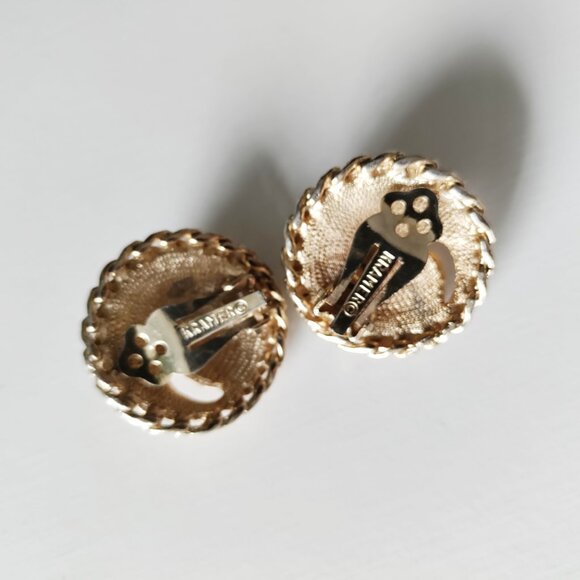 Vintage KRAMER NY Earrings Costume Jewelry Gold Plated Mid-Century Clip-On - Picture 7 of 9